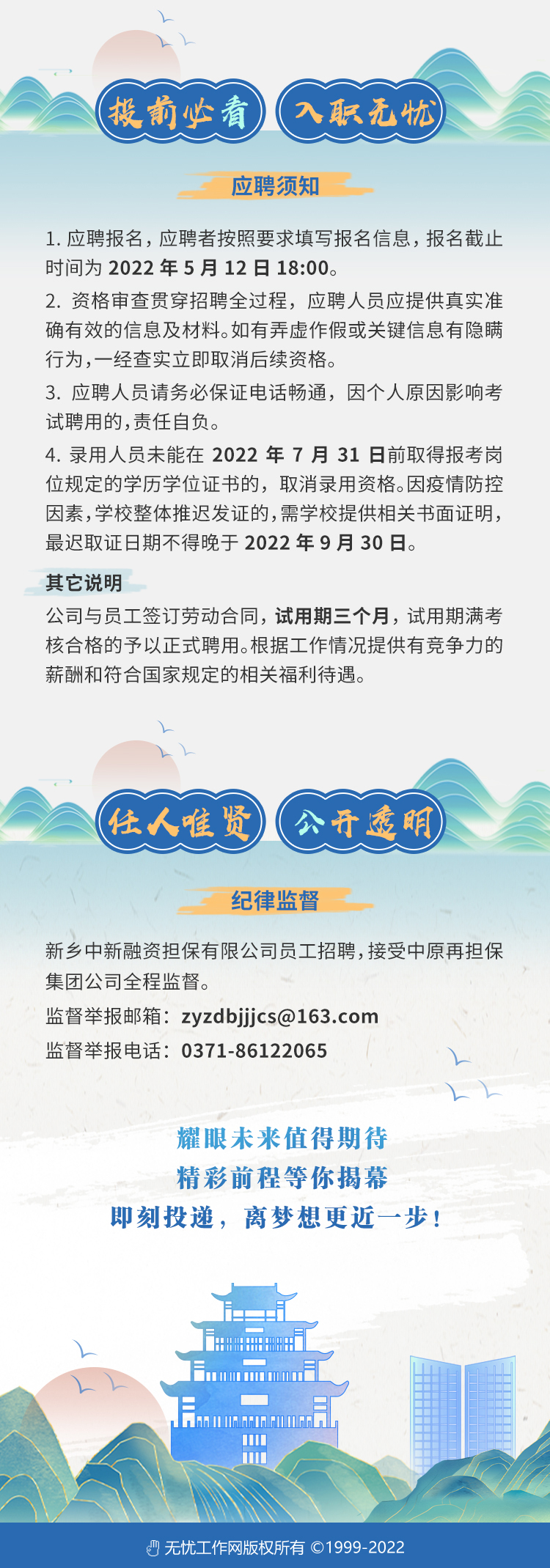 新乡中新融资担保有限公司2022年公开招聘